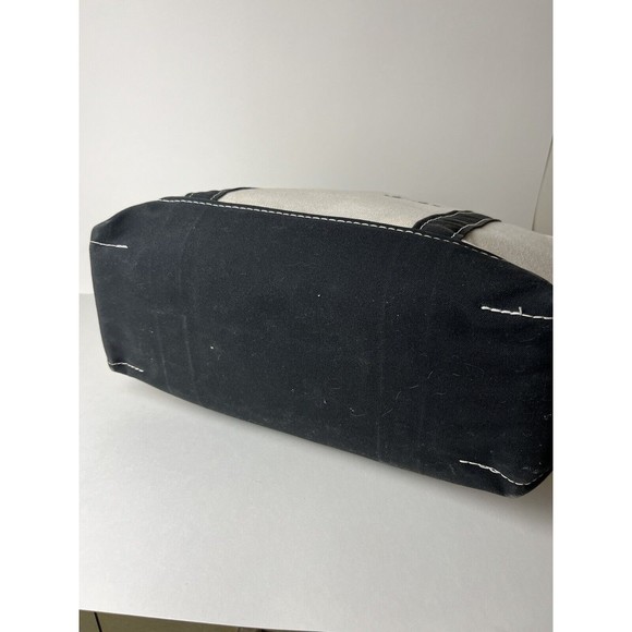 L.L. Bean Boat and Tote Canvas Medium Open Top Tote Bag White and Black Bailey - Picture 4 of 14